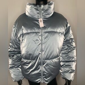 Old Navy Metallic Blue/Silver Bomber Jacket